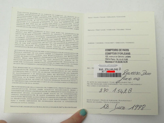 Montre montre jaeger lecoultre reverso duo face 270.140.542 or mecanique 58 Facettes 234821