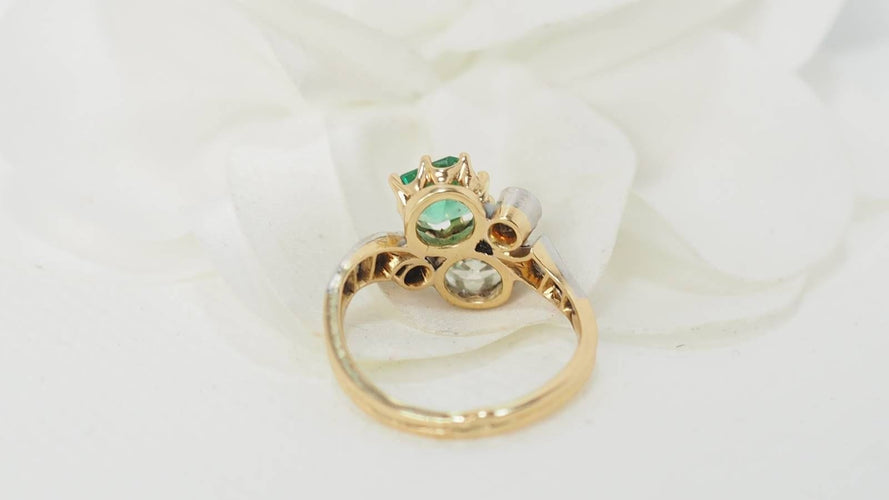 Bague 50 Bague Toi et Moi émeraude & diamants 58 Facettes 32011