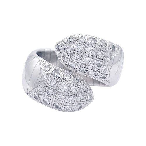 Bague 51 Bague Chaumet, "Plume pointes diamants croisées", or blanc, diamants. 58 Facettes 32613