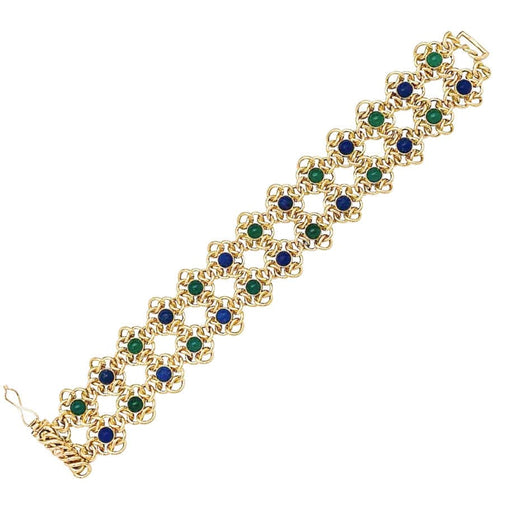 Bracelet Bracelet fleurettes en or jaune, chrysoprases et lapis lazuli. 58 Facettes 31843