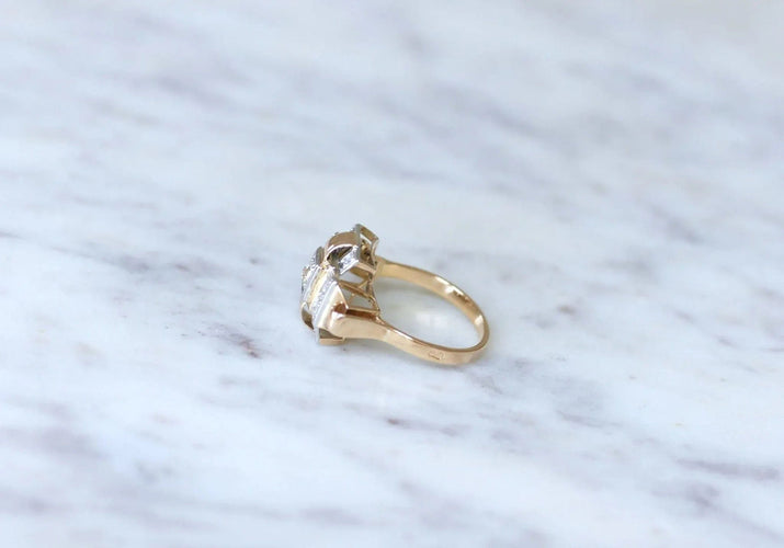 Bague Bague Tank Or rose, Platine et Diamants 58 Facettes