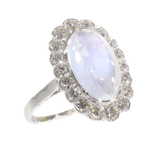 Bague 55 Bague en platine, diamant & pierre de lune 58 Facettes 19312-0202