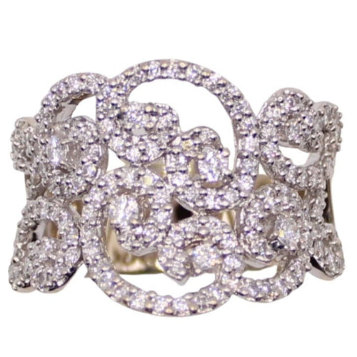 Bague 60 Bague or blanc arabesques diamants 58 Facettes
