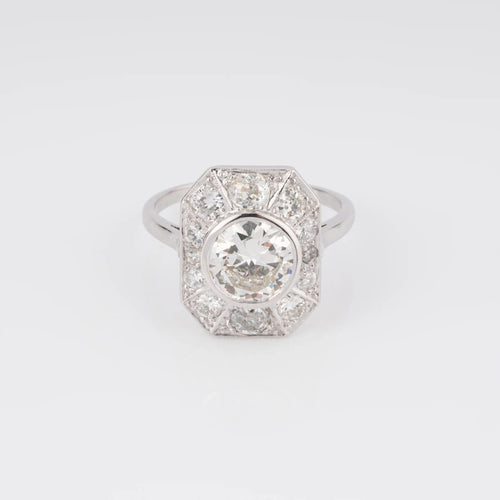 Bague Bague Art Déco Diamant Taille Ancienne Platine 58 Facettes