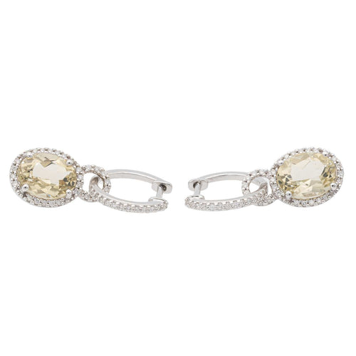 Boucles d'oreilles Boucles d'oreilles Créoles Or blanc Citrine 58 Facettes 2397517CN