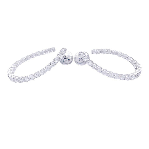 Boucles d'oreilles Boucles d'oreille créoles or blanc, diamants. 58 Facettes 32875