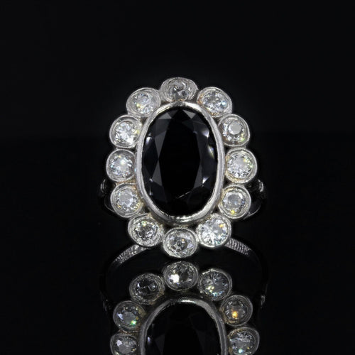 Bague 54 Bague ancienne pompadour saphir diamants 58 Facettes 21-795