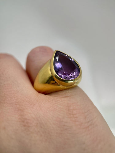 Bague Bague or jaune et améthyste poire 58 Facettes 408