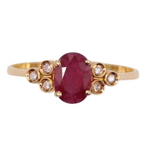 Bague Bague moderne or jaune et rubis, diamants 58 Facettes