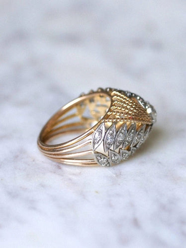 Bague Dôme vintage palmes diamants 58 Facettes