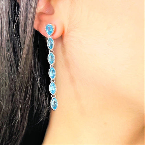 Boucles d'oreilles Boucles d'Oreilles Topazes Bleues Or blanc 58 Facettes 20400000662