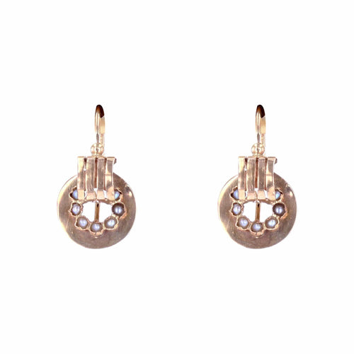 Boucles d'oreilles Dormeuses anciennes or rose perles fines 58 Facettes 20-185