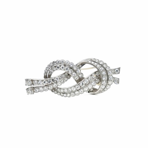 Clip Clip de revers Nœud Or blanc Platine Diamants 58 Facettes REF23108-130
