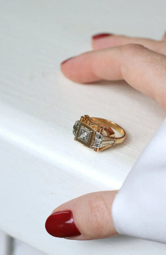 Bague 54 Bague Tank Art Déco deux ors diamant 58 Facettes