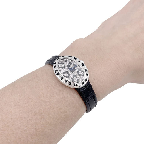 Montre Montre Cartier, "Mini Baignoire-Taches de panthère", or blanc, diamants, émail. 58 Facettes 32441