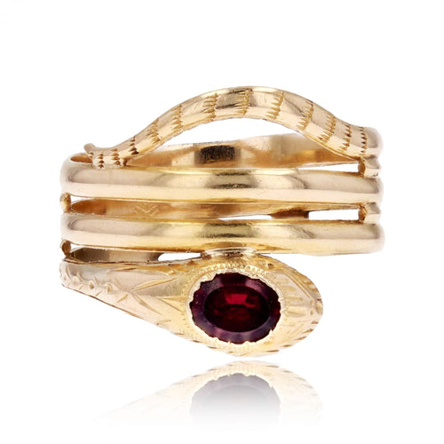 Bague 54 Bague ancienne serpent en or et grenat 58 Facettes 22-568