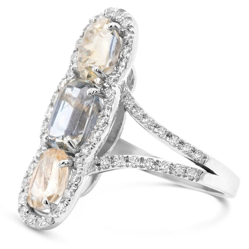 Bague 53 Bague or gris saphirs diamant 58 Facettes 31100172