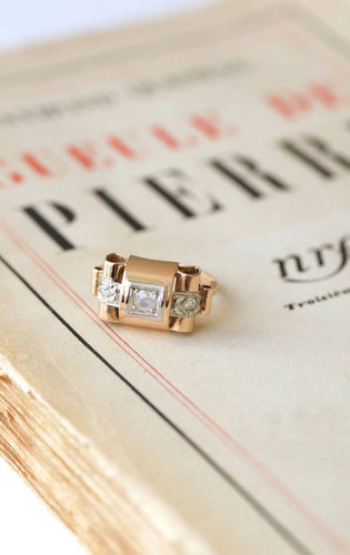 Bague Bague Tank or rose, platine et diamants 58 Facettes