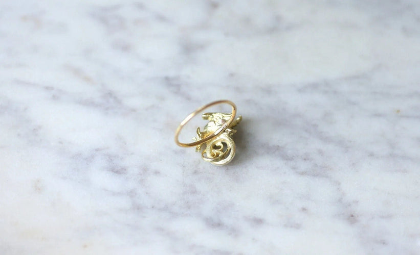 Bague Bague ancienne chimère en or et diamants 58 Facettes