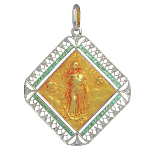 Pendentif Pendentif Art déco diamants et émeraudes 58 Facettes 23191-0430