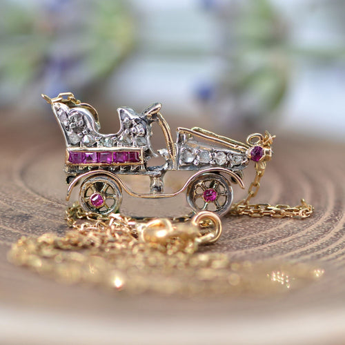 Collier Collier ancien voiture en diamants et rubis 58 Facettes 22-327