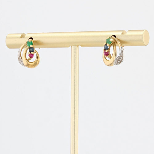 Boucles d'oreilles Boucle d'oreille or jaune émeraude saphir rubis 58 Facettes 19-456C