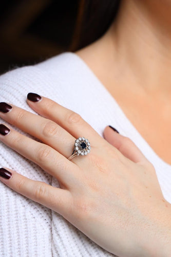 Bague 57 Bague Marguerite Or blanc Saphir 58 Facettes 2283188CN