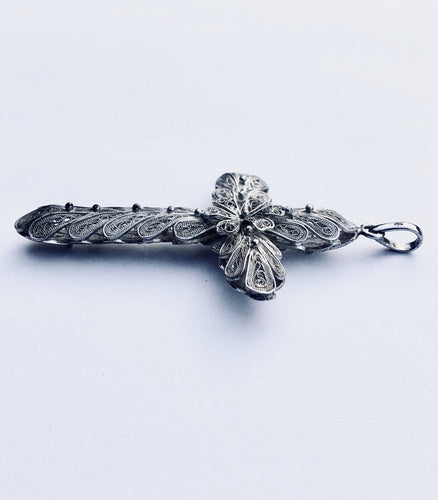Pendentif Croix En Argent Filigranée 58 Facettes