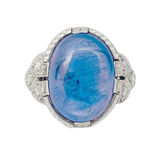 Bague 52 Bague Art Déco en platine, or blanc, saphir 9,6 cts, diamants. 58 Facettes 31595