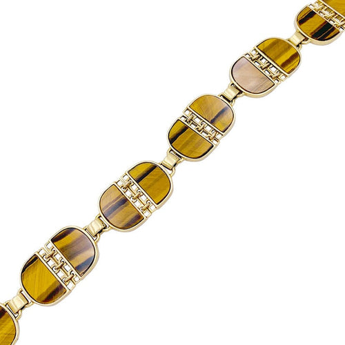 Bracelet Bracelet vintage, or jaune, oeil de tigre. 58 Facettes 32318