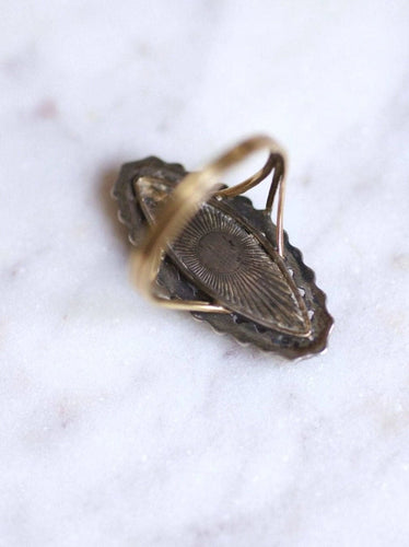Bague marquise ancienne en or et argent, miniature, début du XXe siècle 58 Facettes