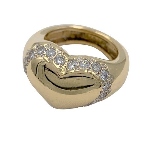 Bague 54 Bague Chaumet, "Chevalière Coeur", or jaune, diamants. 58 Facettes 32137