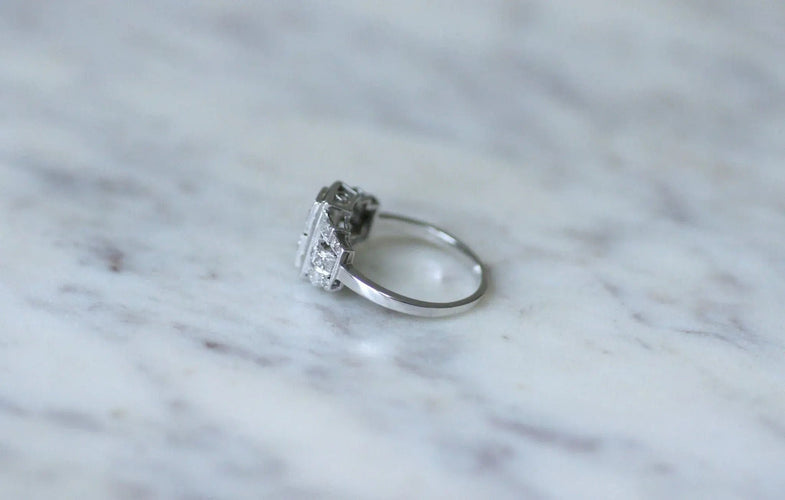 Bague Bague Art Déco diamants sur platine 58 Facettes