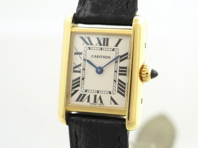 Montre montre tank louis CARTIER 2442 quartz 30 mm en or 18k crocodile 58 Facettes 220473