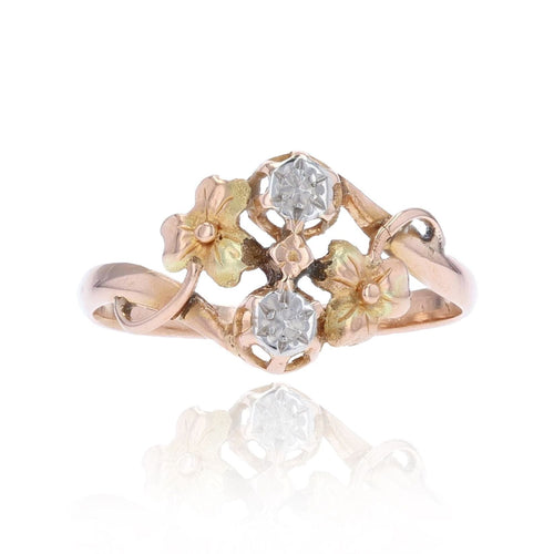 Bague 57 Bague 3 ors motifs floraux ancienne 58 Facettes 22-447B