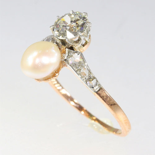 Bague 58 Bague Toi & Moi diamants et perle 58 Facettes 22327-0067