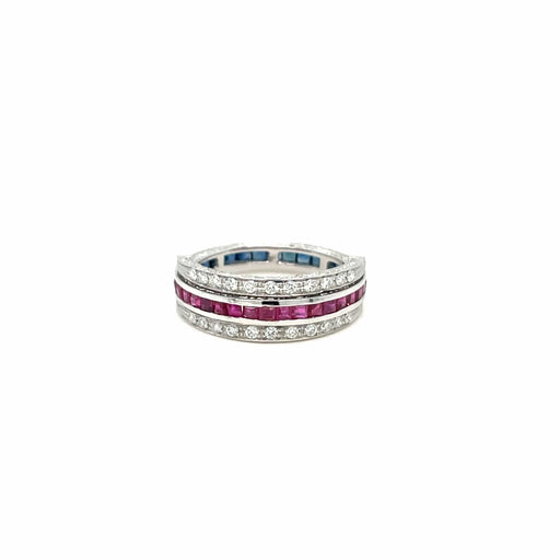 Bague Bague Art Déco Flip Over Rubis Saphir Diamant 58 Facettes