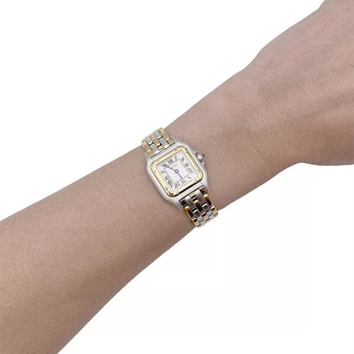 Montre Montre Cartier, "Panthère", acier, trois rangs d'or. 58 Facettes 32638