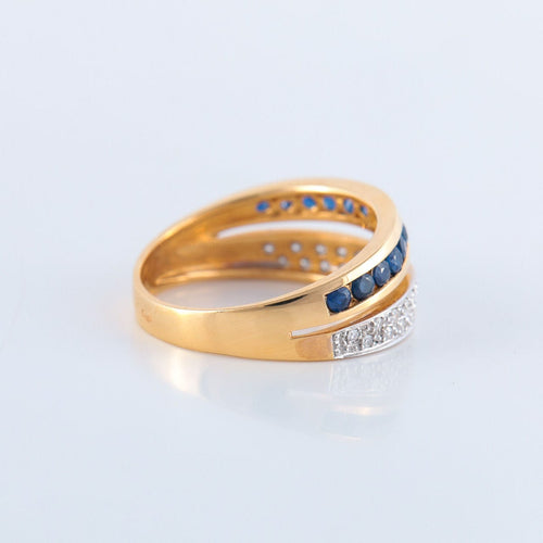 Bague 56 Bague Lignes Diamants Saphirs 58 Facettes JE124