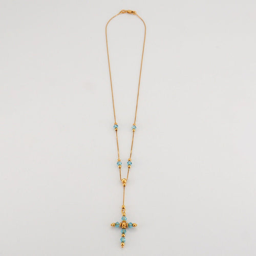 Collier Pendentif croix topaze sur chaîne or jaune 58 Facettes