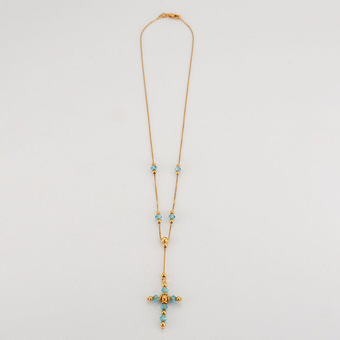 Collier Pendentif croix topaze sur chaîne or jaune 58 Facettes