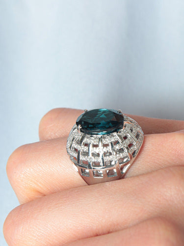 Bague 52 Bague Topaze royale et Diamants 58 Facettes