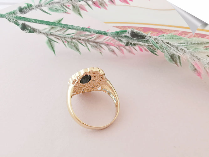 Bague 54.5 Bague Saphir Diamants Or Deux Tons 58 Facettes AA 1520