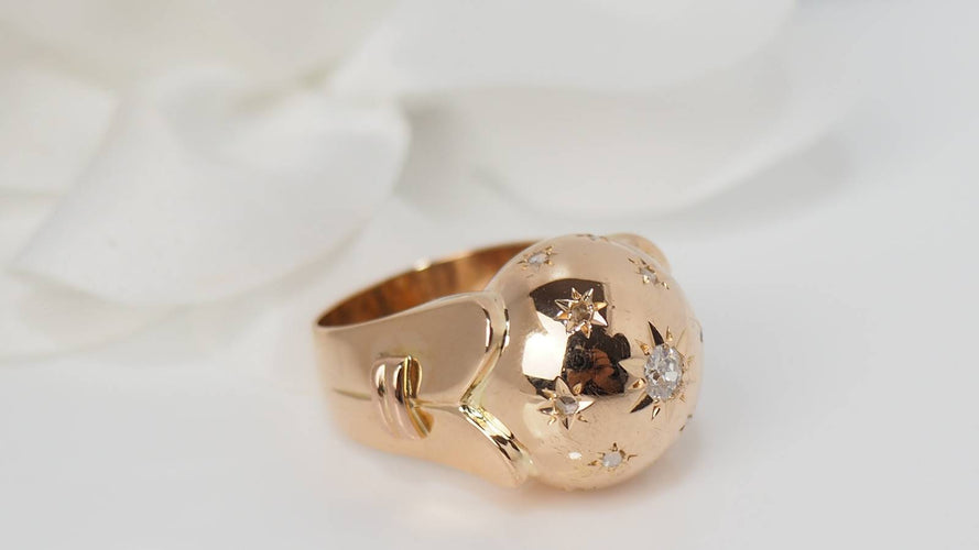 Bague Bague boule en or jaune et diamants 58 Facettes 31355