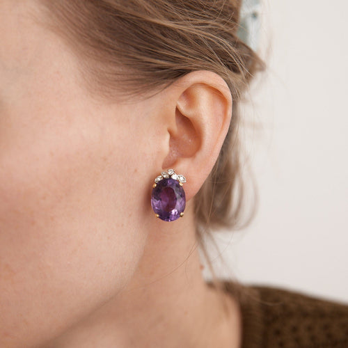 Boucles d'oreilles Clips d'oreilles Améthystes 58 Facettes