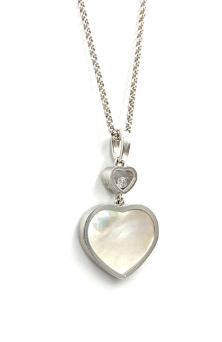 Collier Chopard. Collection Happy Hearts, collier or blanc, nacre et diamant 58 Facettes