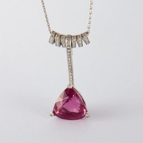 Collier Collier Or Gris Tourmaline Rose 58 Facettes