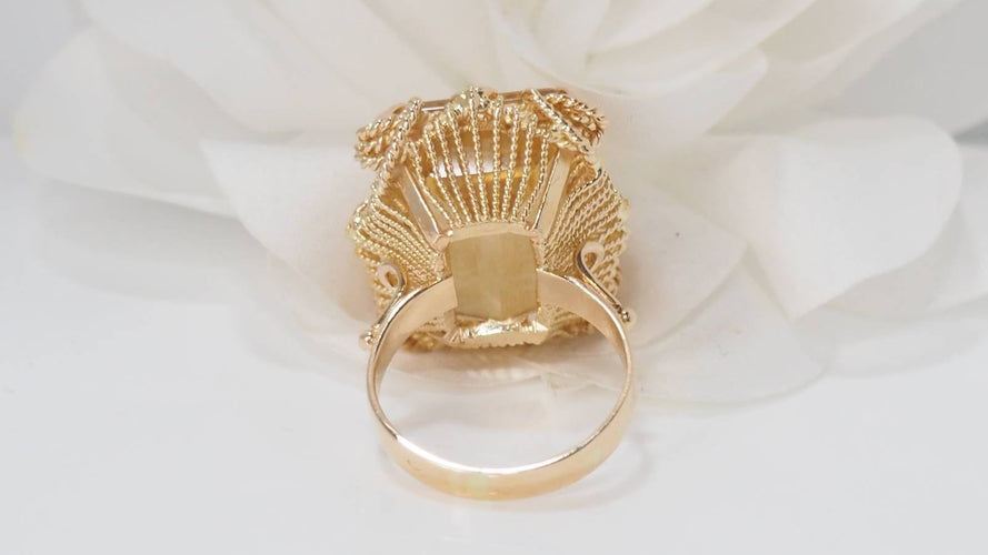 Bague 56 Bague vintage en or jaune et citrine 58 Facettes 32214