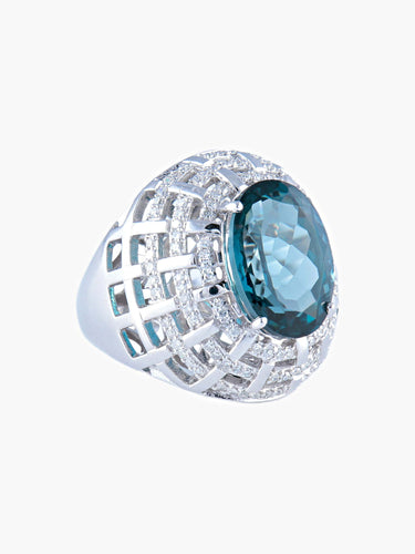 Bague 52 Bague Topaze royale et Diamants 58 Facettes