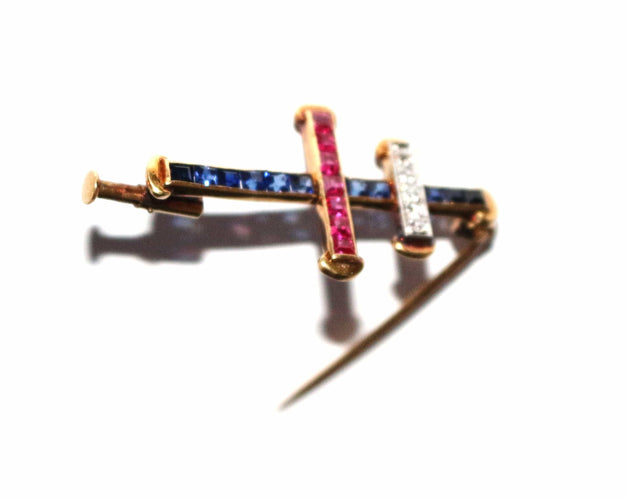 Pendentif Croix De Lorraine Rubis Saphirs Diamants 58 Facettes 501